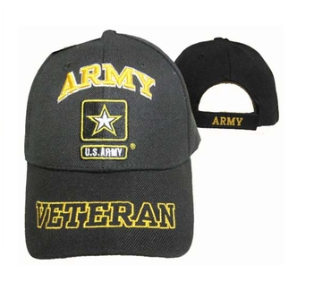 U.S. Army Veteran Black Cap w Star Emblem small