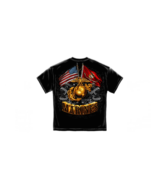 Marines Dual Flag Black T-Shirt