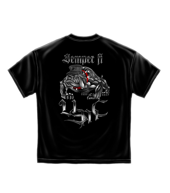 USMC Chrome Dog Semper Fi Black T-Shirt USMC Chrome Dog Semper Fi Black T-Shirt