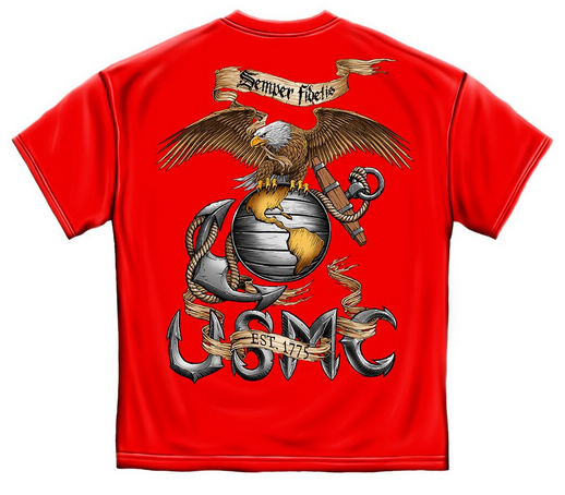 USMC Crest With Eagle Red T-Shirt small