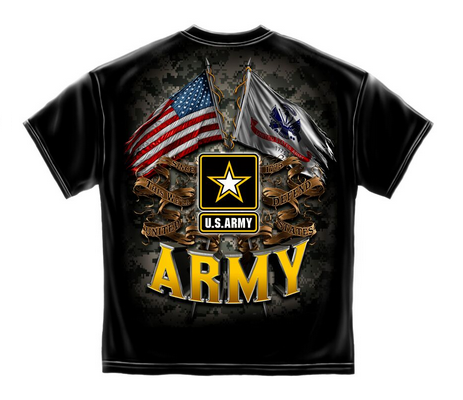 Army Dual Flag Black T-Shirt small
